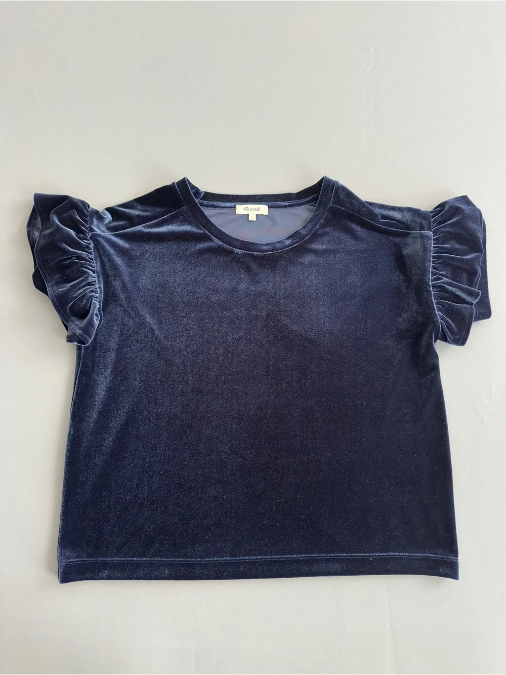 Velvet Ruffle-Sleeve Tee / Top size M
